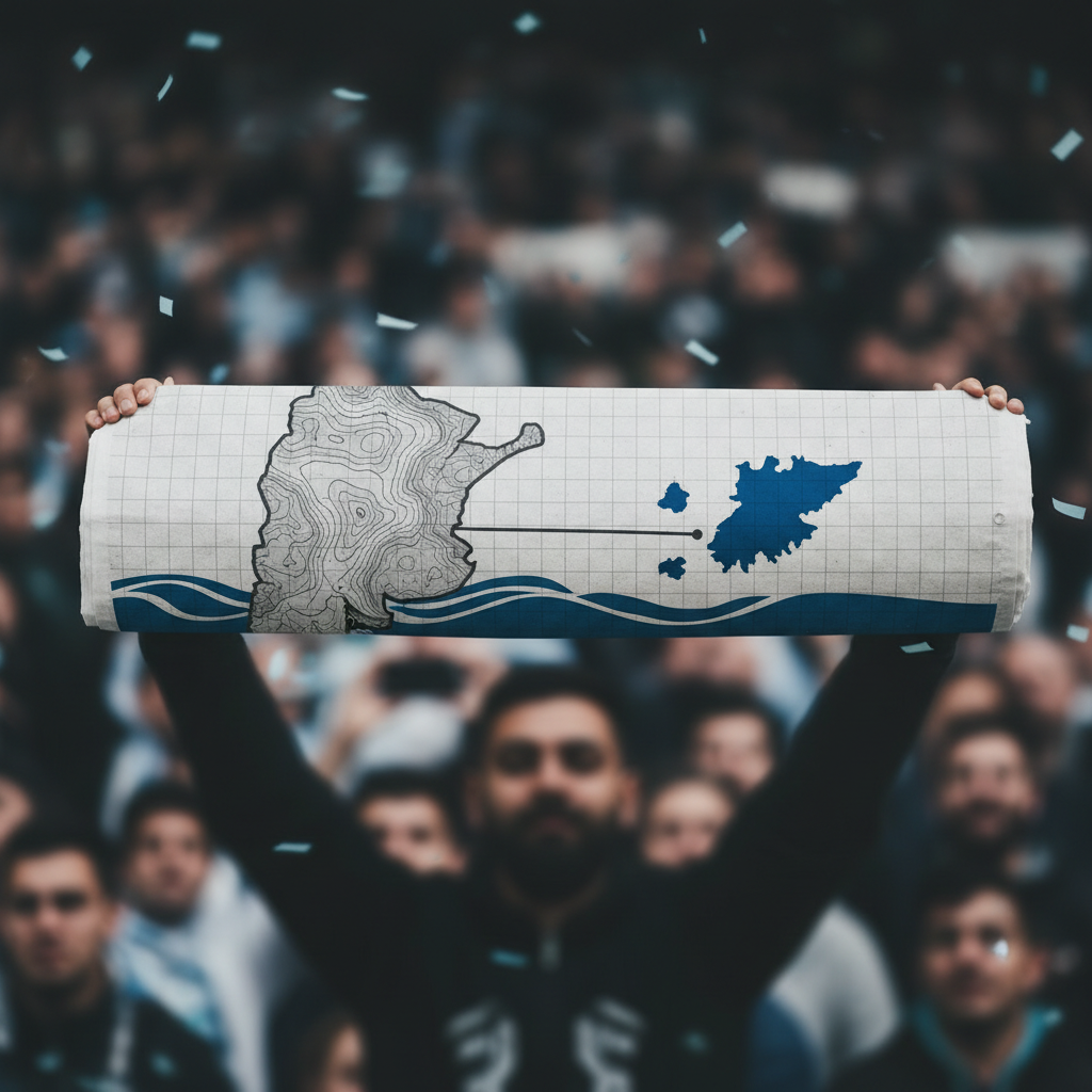 Argentina firade VM-semifinalseger med omtvistad Falklandsbanderoll – redaktionell illustration