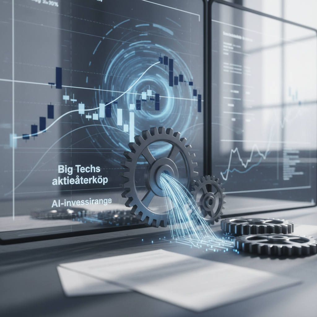 Big Techs aktieåterköp minskar i takt med AI-investeringar – redaktionell illustration