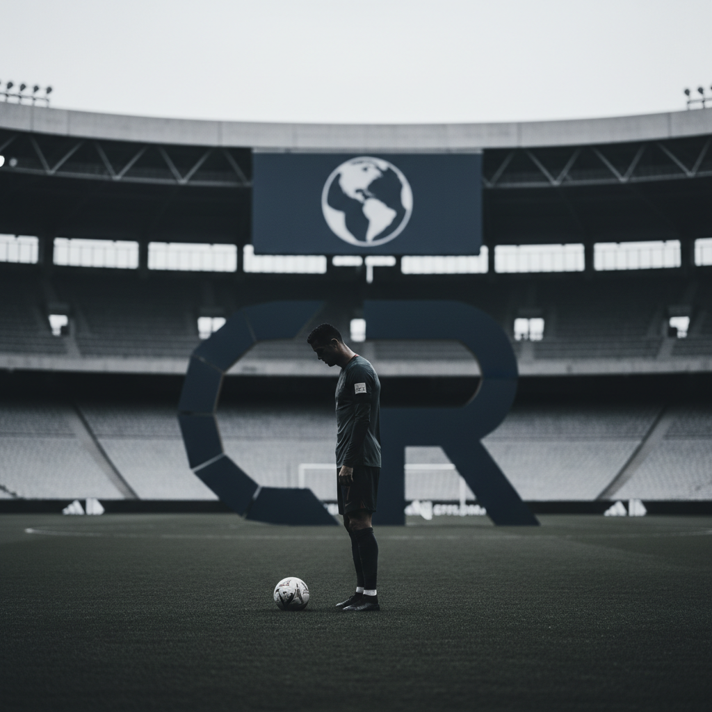 Cristiano Ronaldo bekräftar sitt sista fotbolls-VM – redaktionell illustration