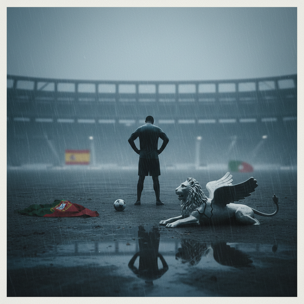 Cristiano Ronaldos sista VM slutade i uttåg efter förlust mot Spanien – redaktionell illustration