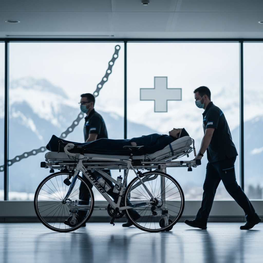 Cykelstjärnan Urska Zigart förd till sjukhus efter krasch i Schweiz runt – redaktionell illustration