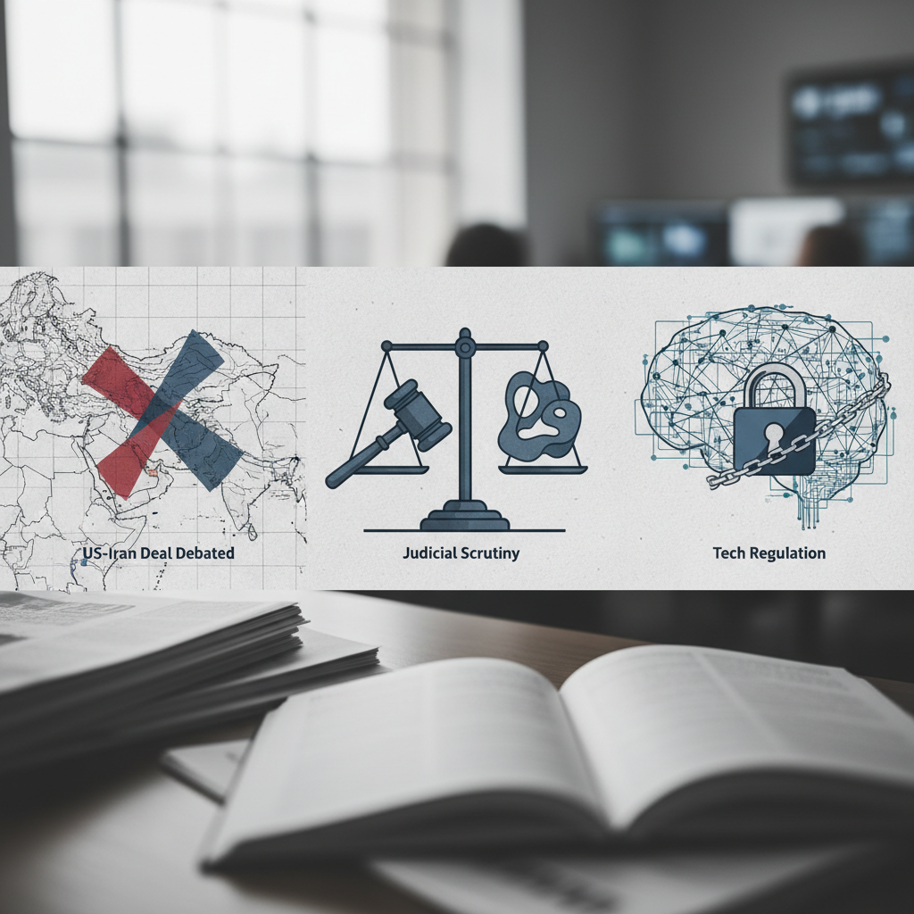 Today's Editorials: US-Iran Deal Debated, Judicial Scrutiny, and Tech Regulation – redaktionell illustration