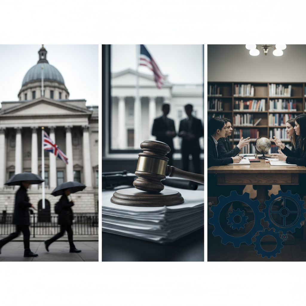 Today's Editorials: UK Leadership Shifts, US Gun Rights, and Ideological Academy Debates – redaktionell illustration