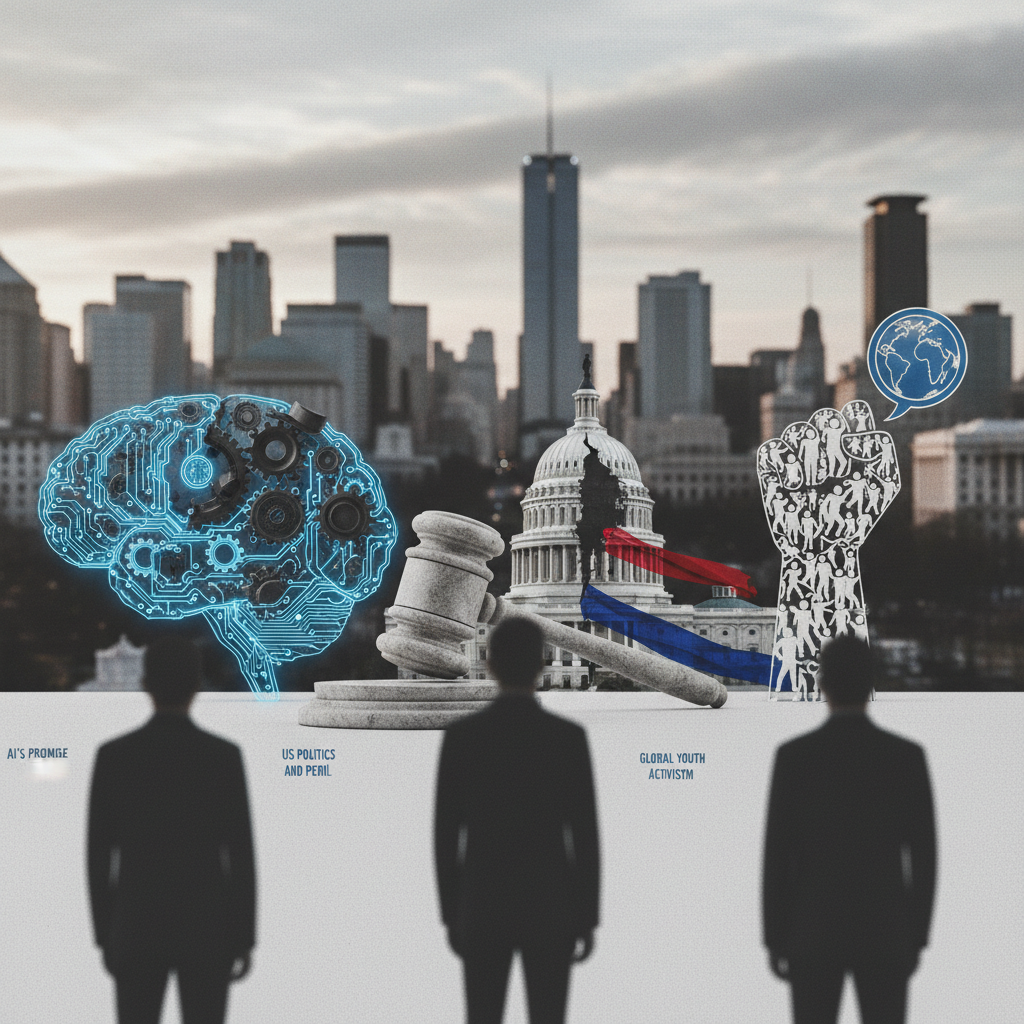 Today's Editorials: AI's Promise and Peril, US Politics Under Scrutiny, and Global Youth Activism – redaktionell illustration