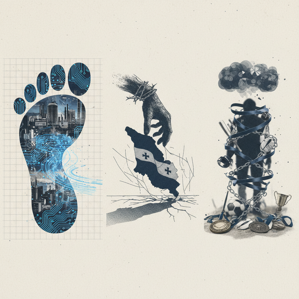 Today's Editorials: AI's Footprint, Georgia's Slide, and Sports Curses – redaktionell illustration