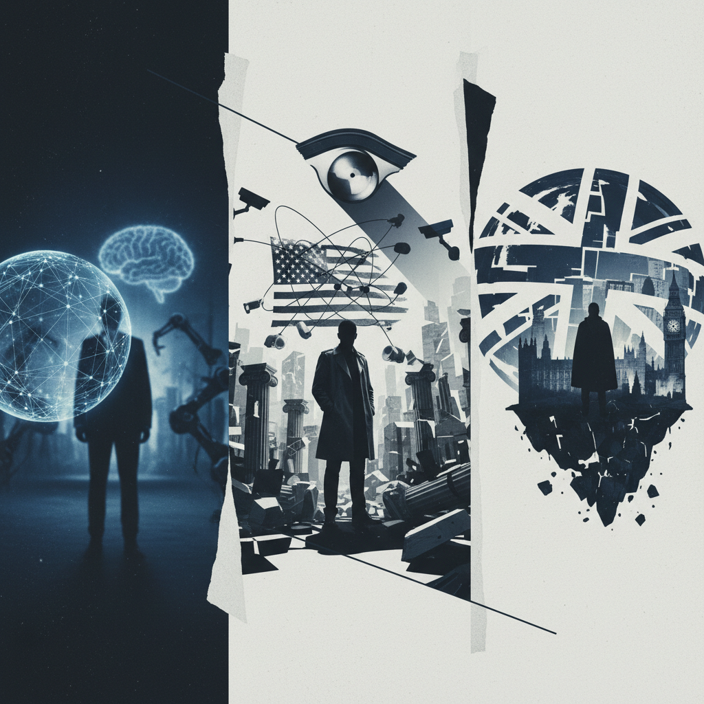 Today's Editorials: AI's Impact, US Politics & Surveillance, UK's Evolving Identity – redaktionell illustration