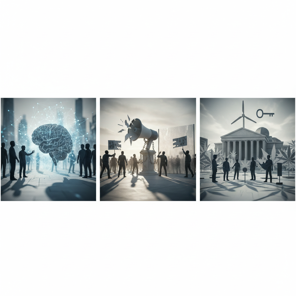 Today's Editorials: AI's Human Debt, Free Speech Under Fire, and Property Rights Battles – redaktionell illustration