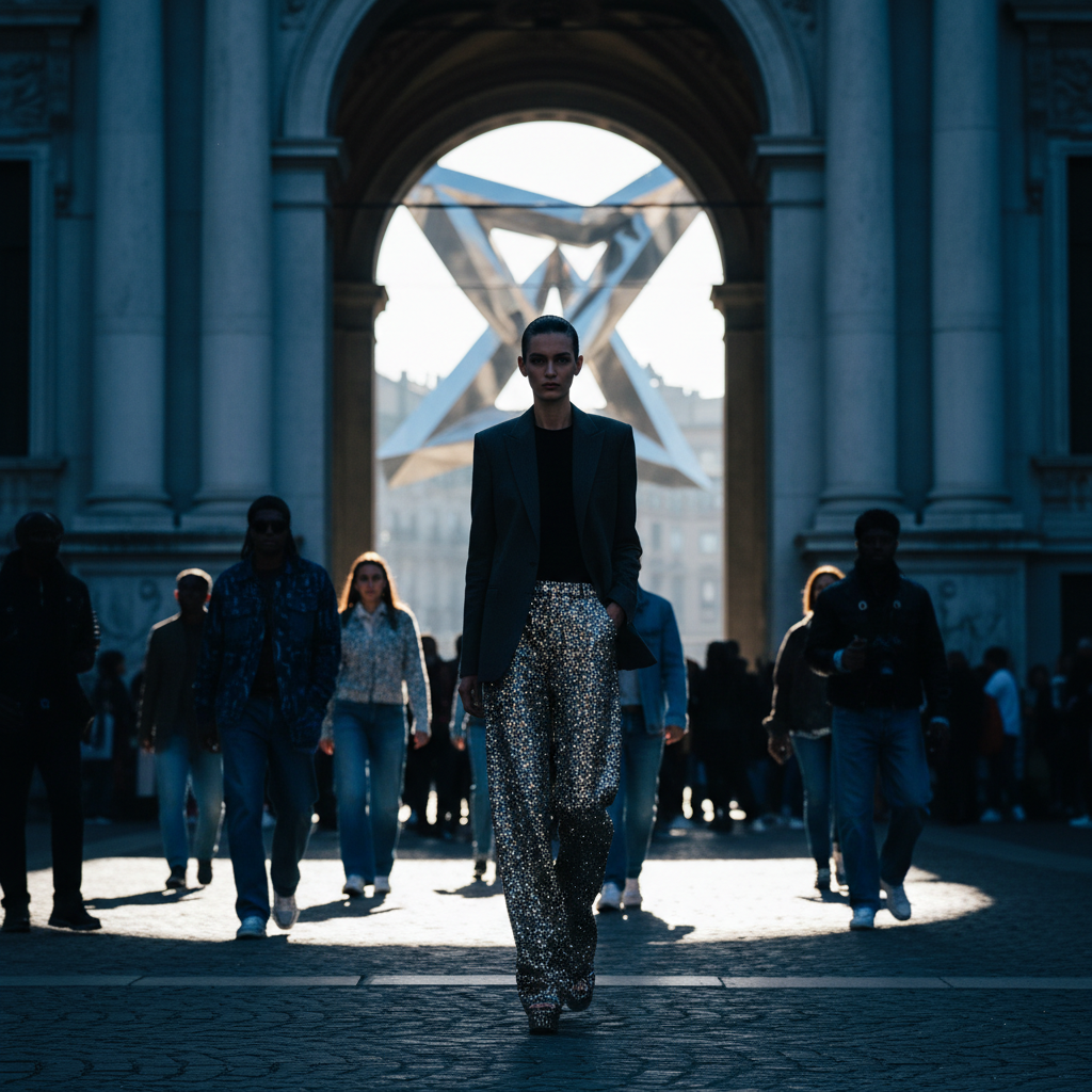 Dolce & Gabbana förespråkar glittriga "partyjeans" för 2027 – redaktionell illustration