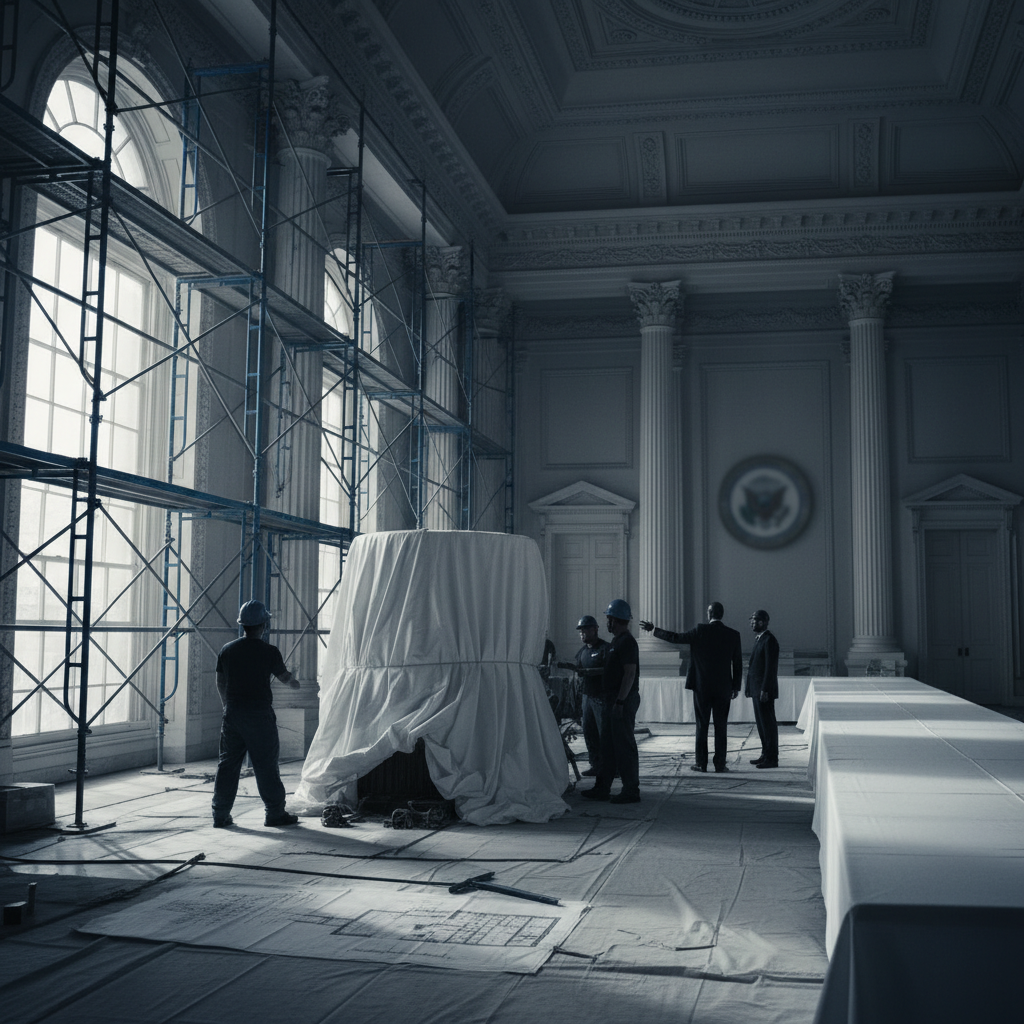 Executive Power and the White House Ballroom Dispute – redaktionell illustration