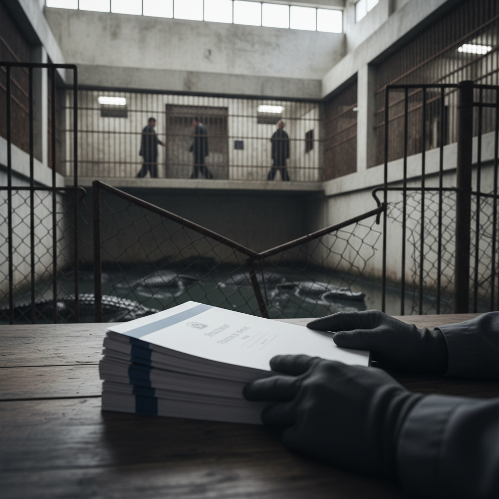 Federal Report Investigates Conditions at "Alligator Alcatraz" Detention Site – redaktionell illustration