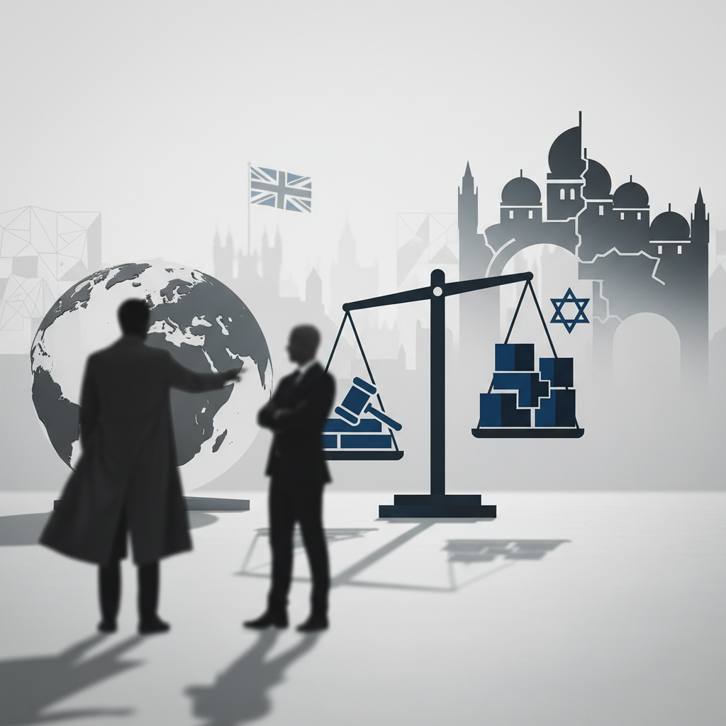 Global Editorial Perspectives on UK Sanctions Against Israeli Settlements – redaktionell illustration