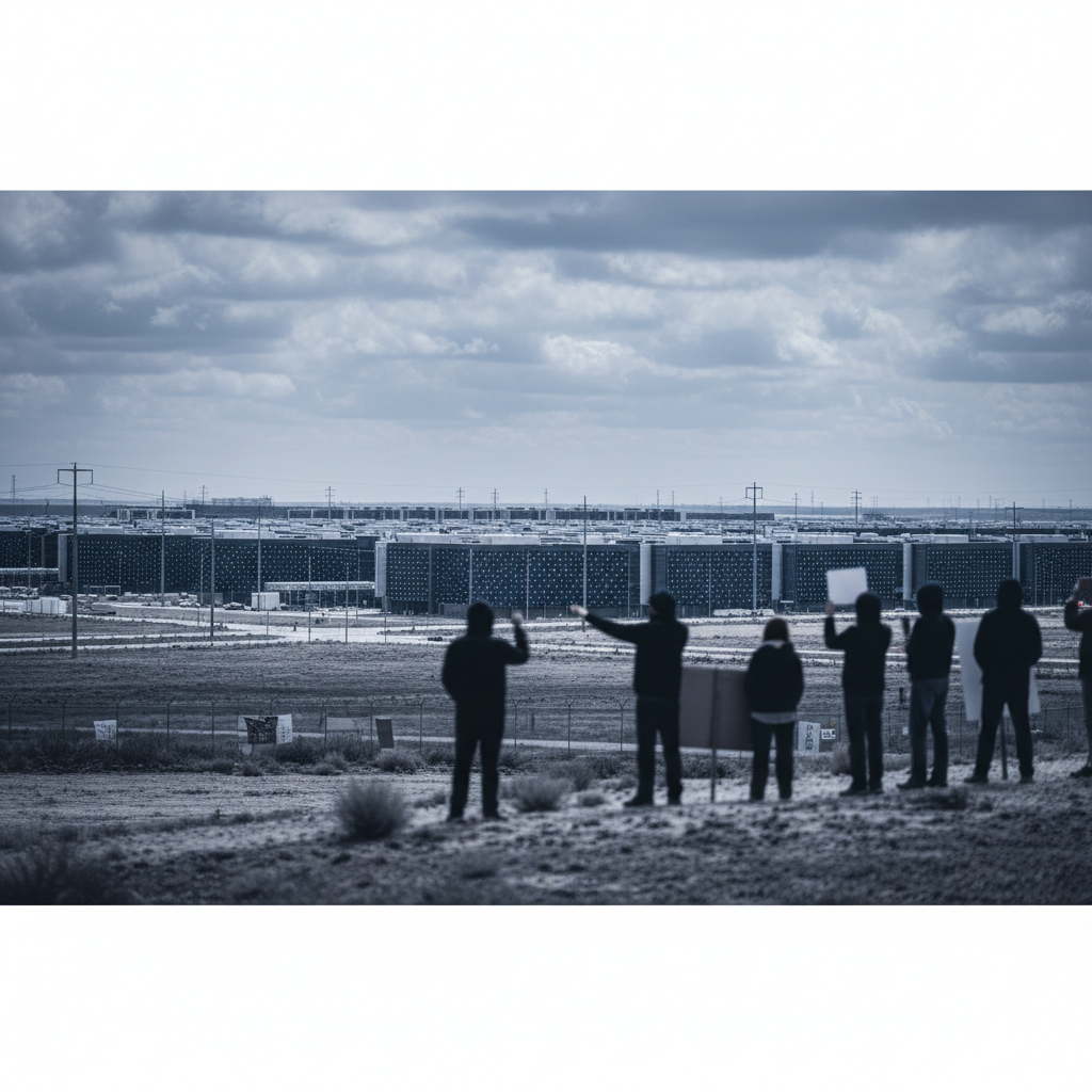Political Tensions Rise Over Data Center Expansion in Rural Communities – redaktionell illustration