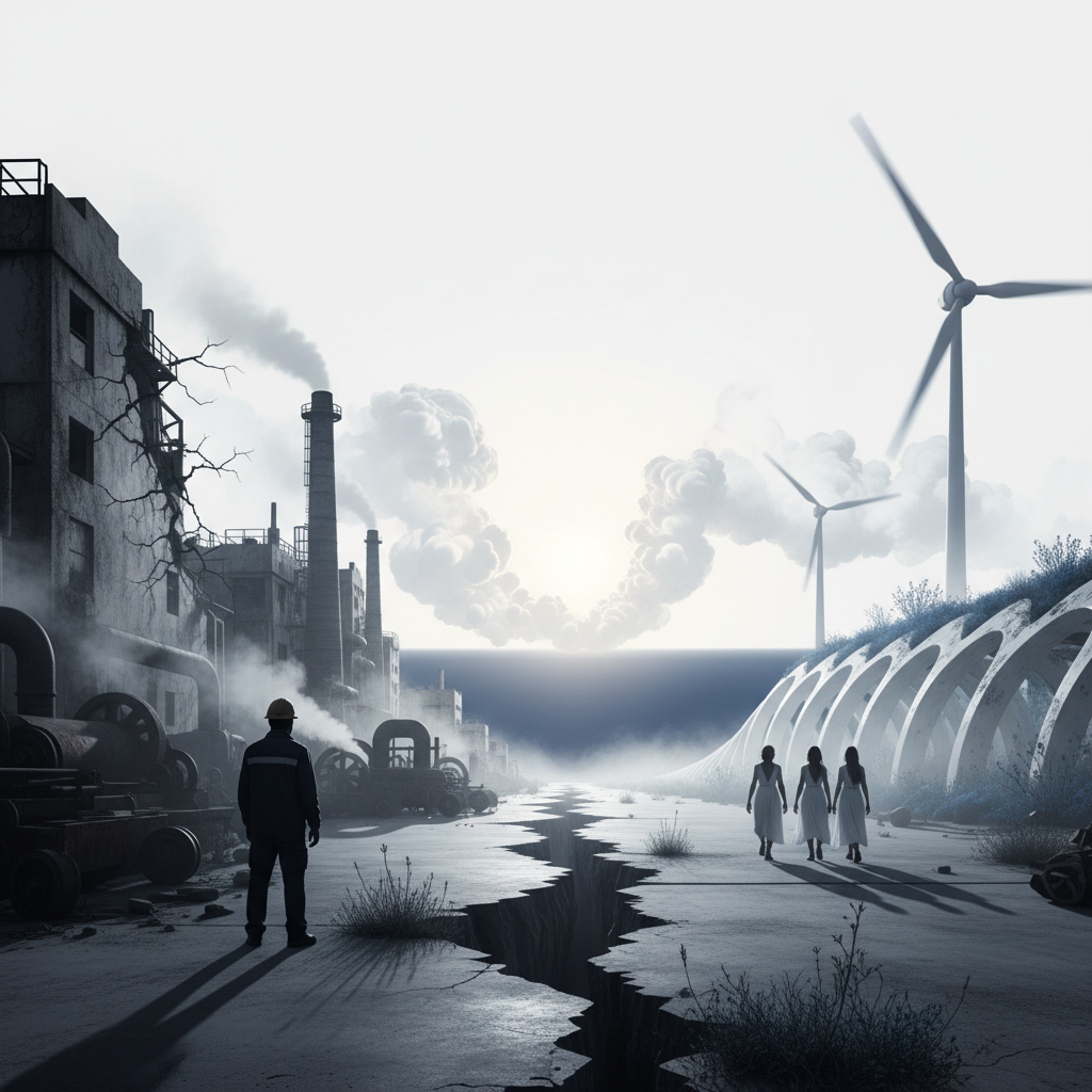 The political tension between UK industrial stability and climate adaptation – redaktionell illustration