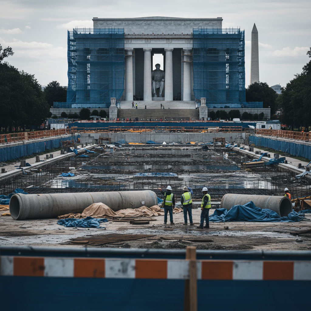The Politicization of the Lincoln Memorial Reflecting Pool Renovation – redaktionell illustration