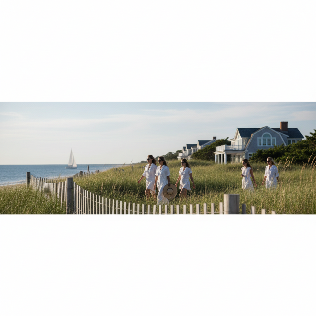 ELLE hyllar Hamptons som sommarresmål – redaktionell illustration