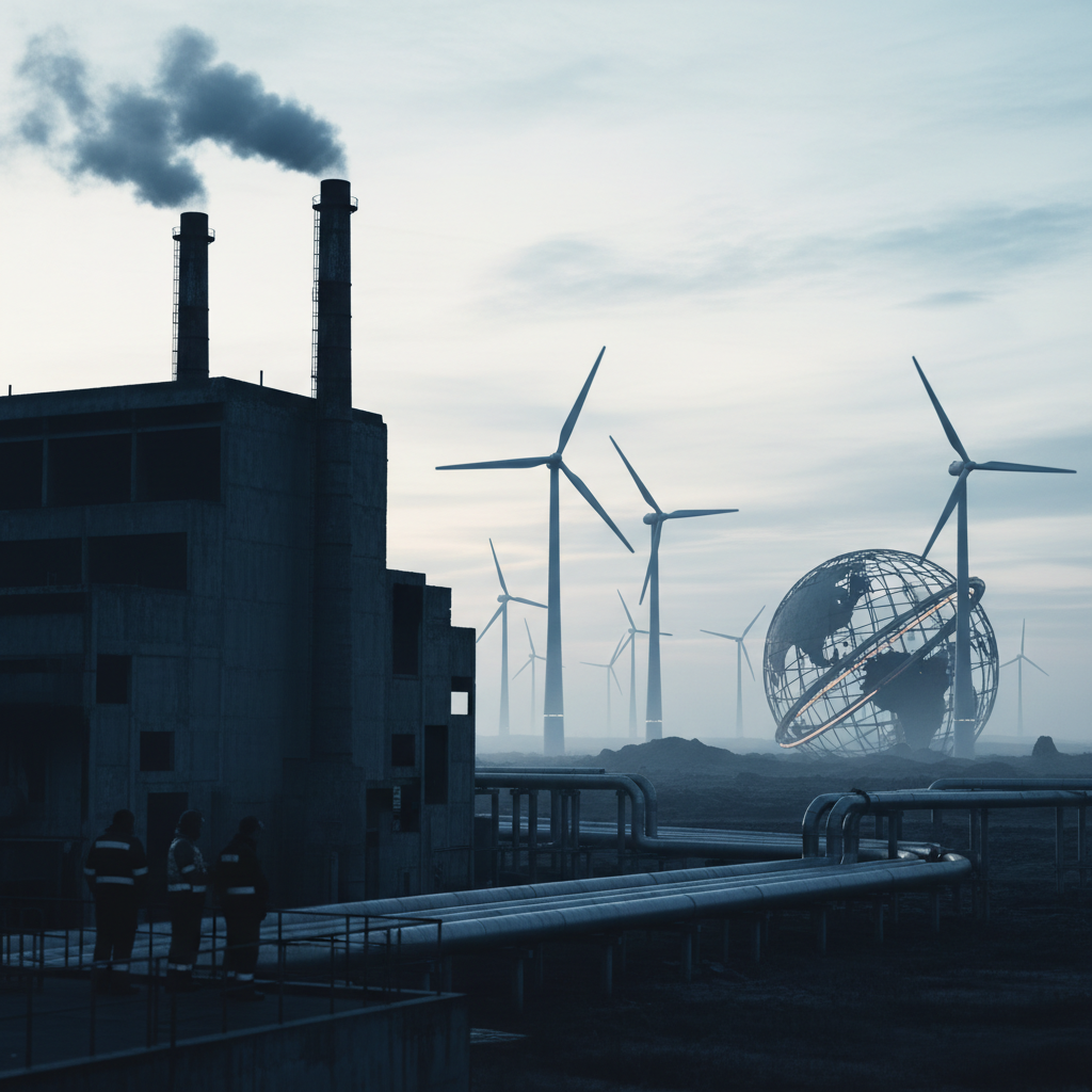 Energiövergången: Utmaningar trots resursöverflöd – redaktionell illustration