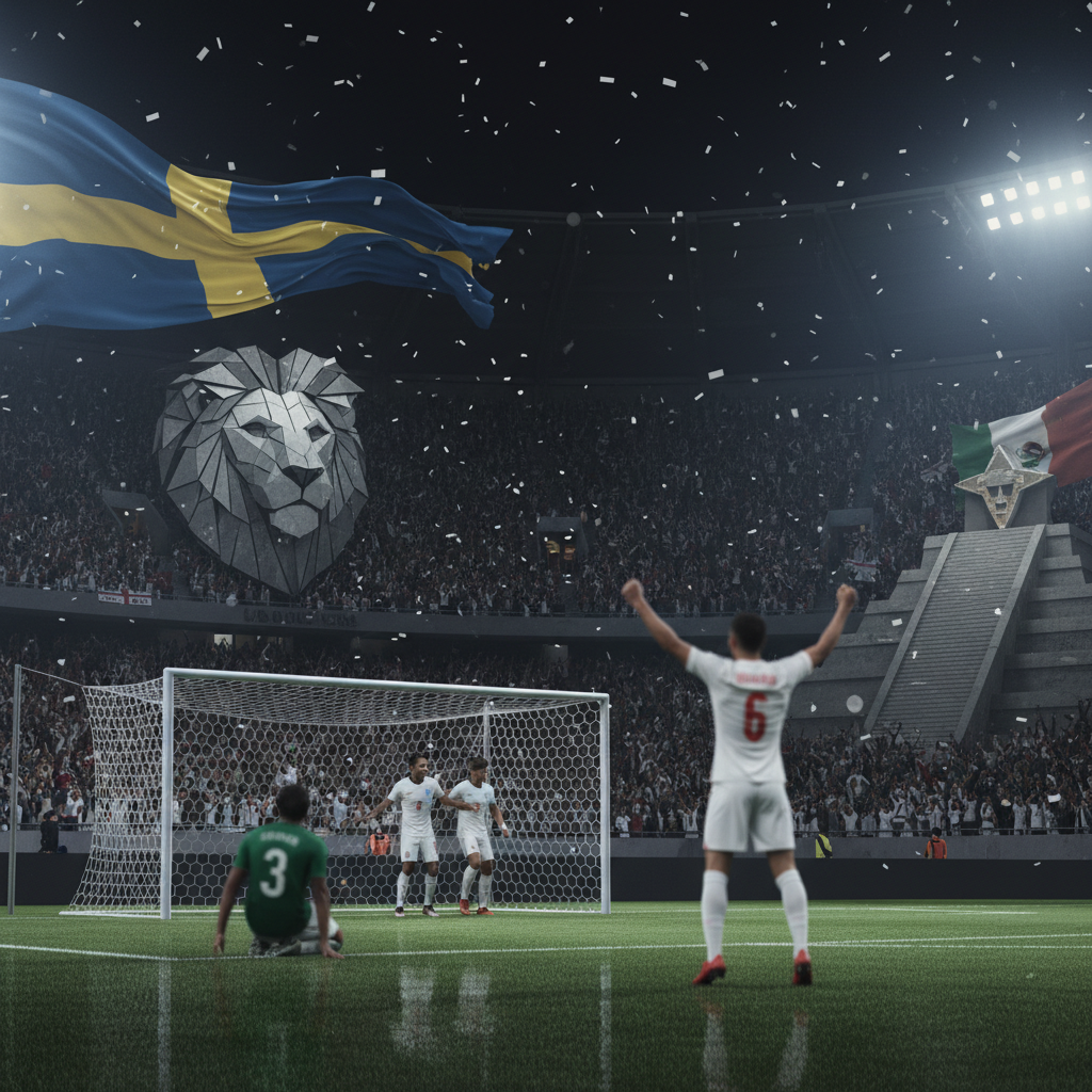 England besegrar Mexiko i målrik VM-match och går till kvartsfinal – redaktionell illustration