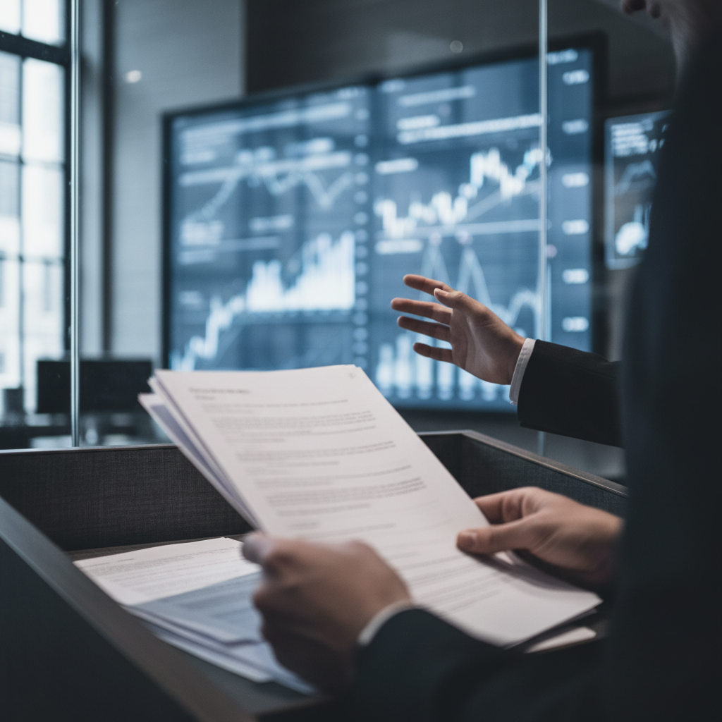 Finansministern presenterar uppdaterad ekonomisk prognos – redaktionell illustration