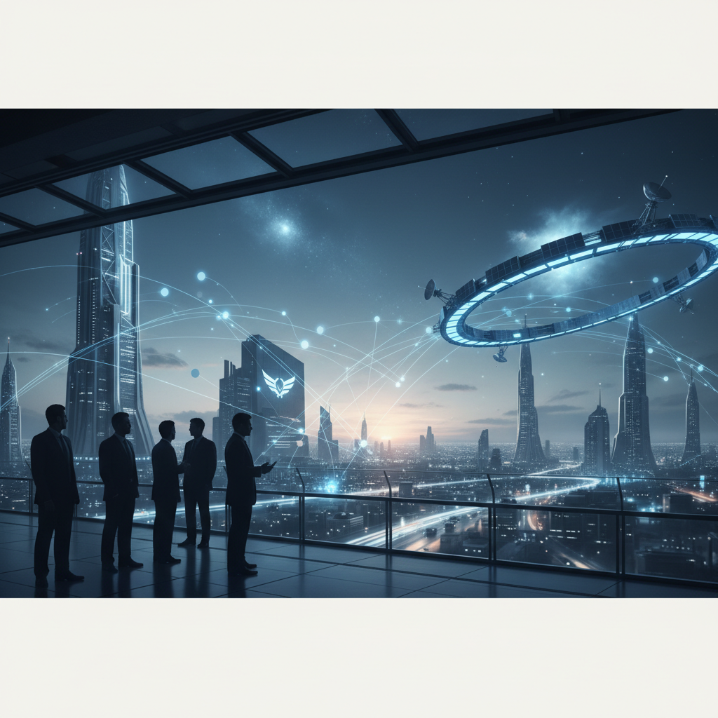 Hanwha planerar massiv investering i rymd och AI till 2040 – redaktionell illustration