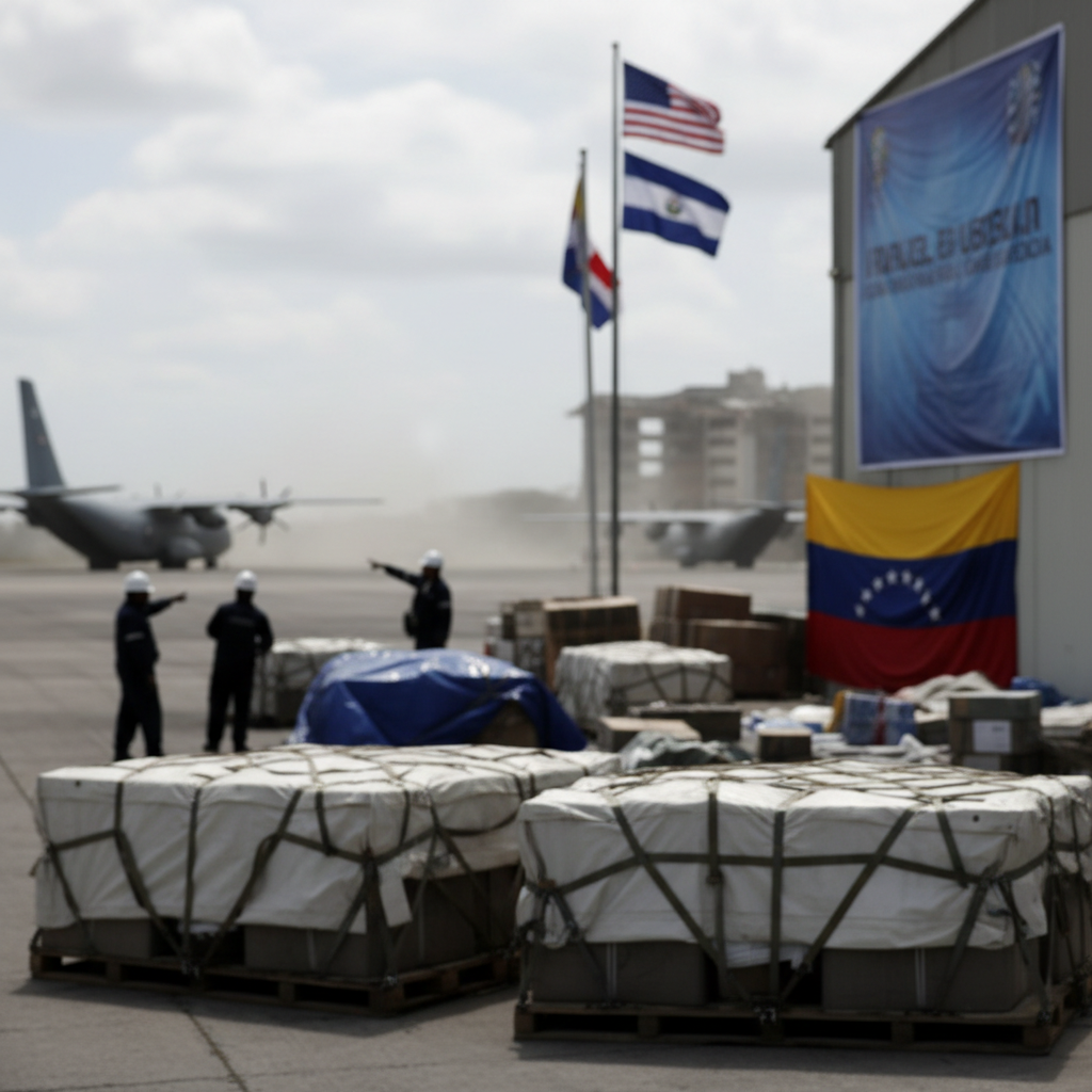 Internationellt stöd till Venezuela efter jordskalv – redaktionell illustration