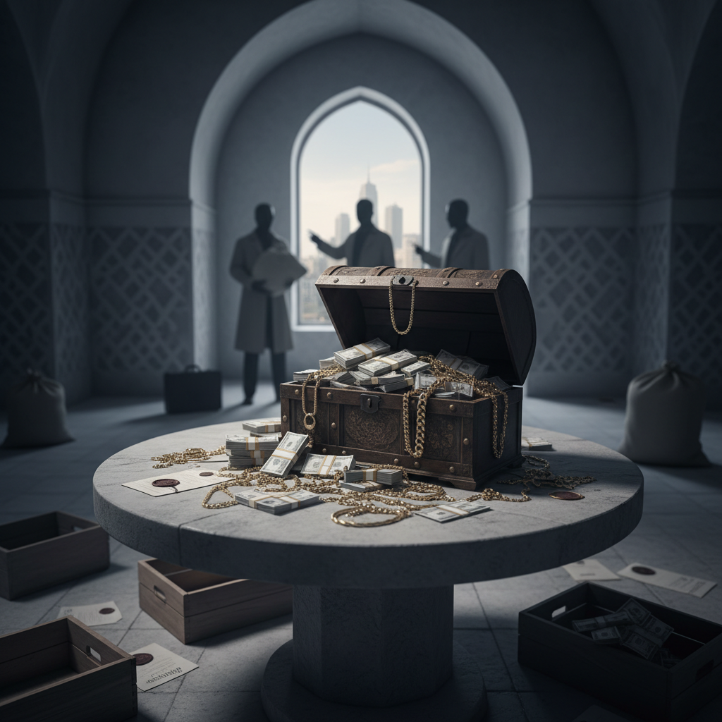 Irak beslagtar miljoner dollar och guld i korruptionsutredning – redaktionell illustration