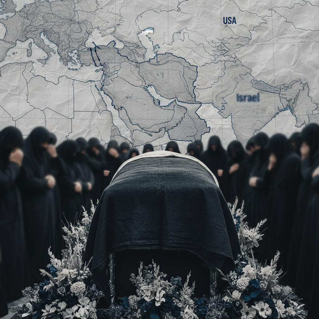 Iran sörjer Ayatollah Khamenei, spänningar kvarstår – redaktionell illustration