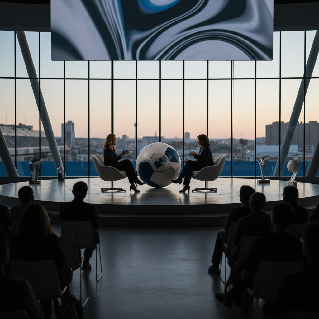 Karol G diskuterar fotboll och kultur vid FIFA World Cup Playmakers Summit – redaktionell illustration