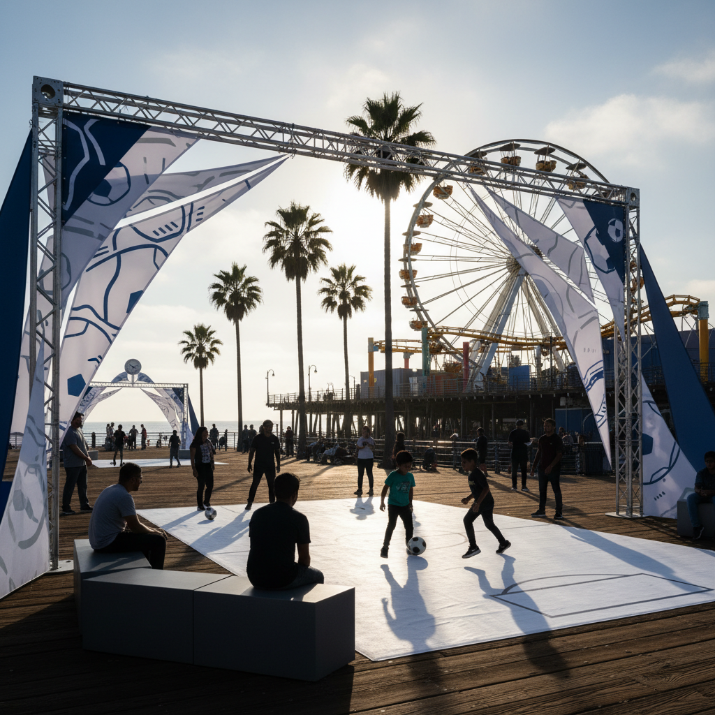 Michelob ULTRA firar fotbollskultur vid Santa Monica Pier – redaktionell illustration