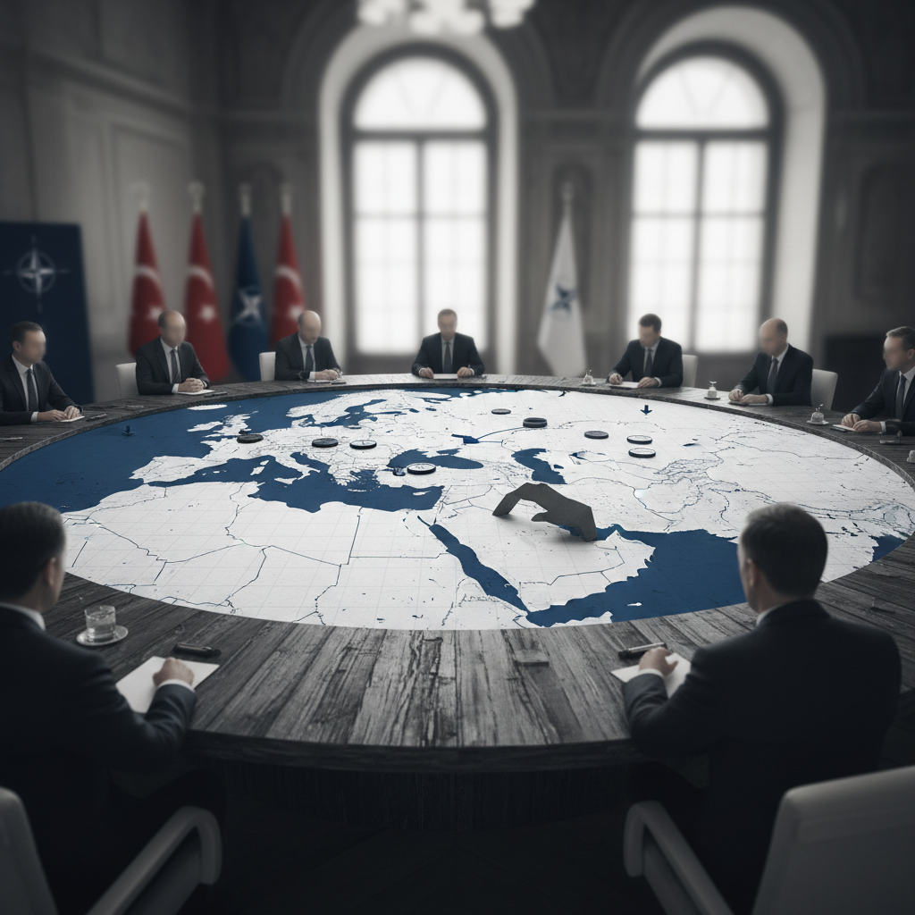 NATO-toppmöte i Ankara: Försvarsutgifter och spänningar kring Iran i fokus – redaktionell illustration