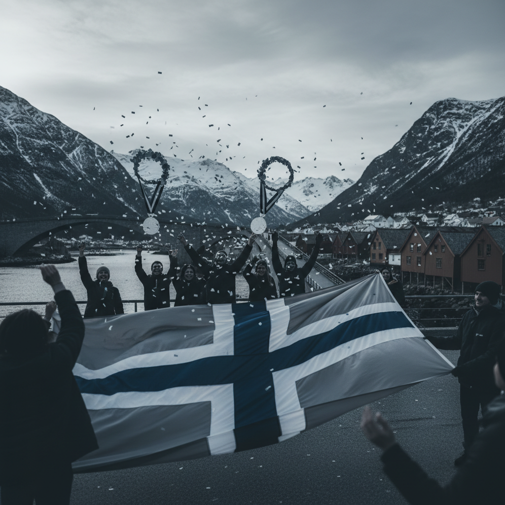 Norge firar VM-hjältar trots förlust – redaktionell illustration