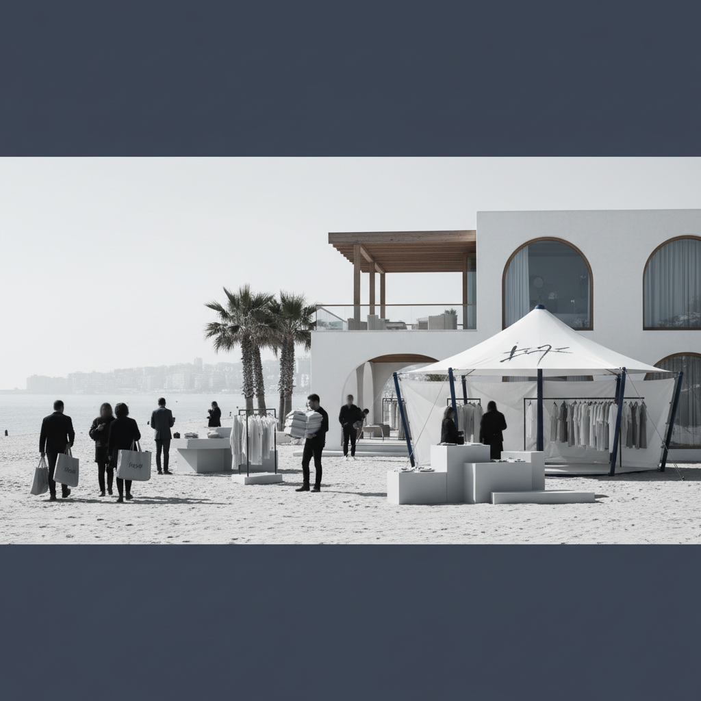Off-White öppnar sommarresidens med pop-up i Marbella – redaktionell illustration