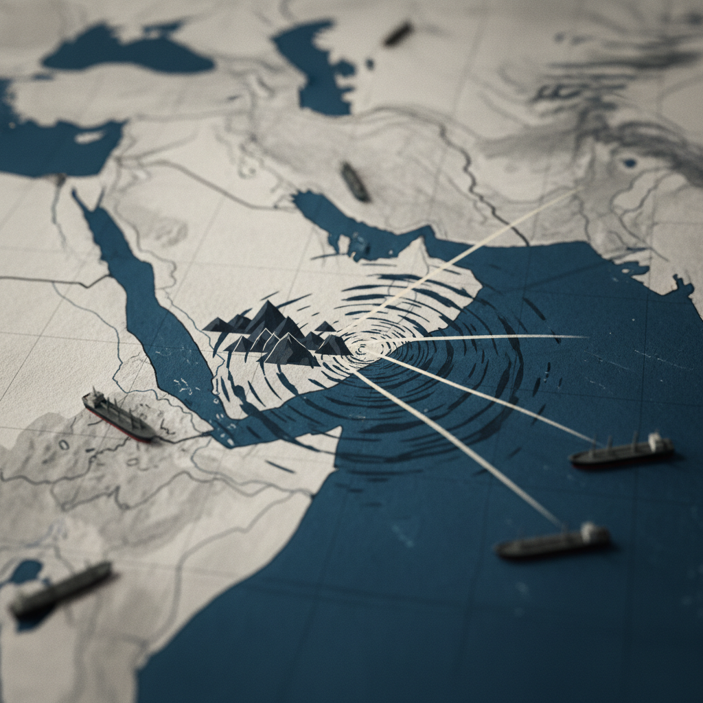 Ökade Houthi-attacker i Röda havet hotar global sjöfart och orsakar oro för eskalering – redaktionell illustration