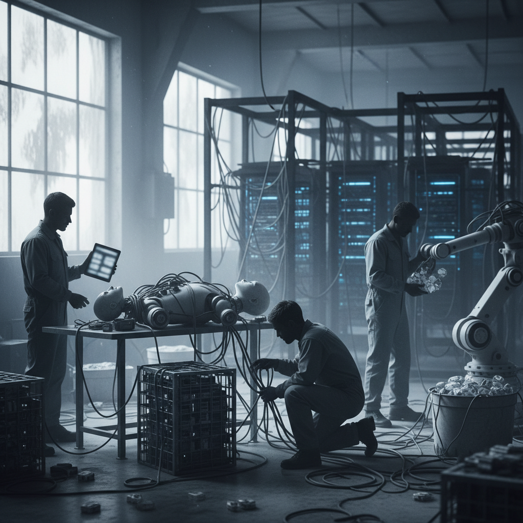 Robotträning kräver omfattande datainsamling – redaktionell illustration