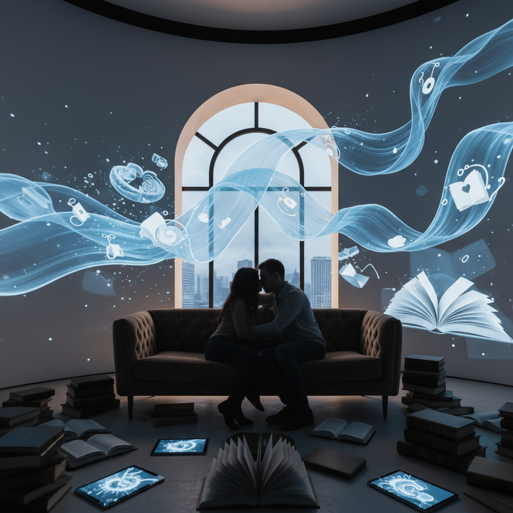 Romantikadaptioner från böcker ökar på streamingplattformar – redaktionell illustration