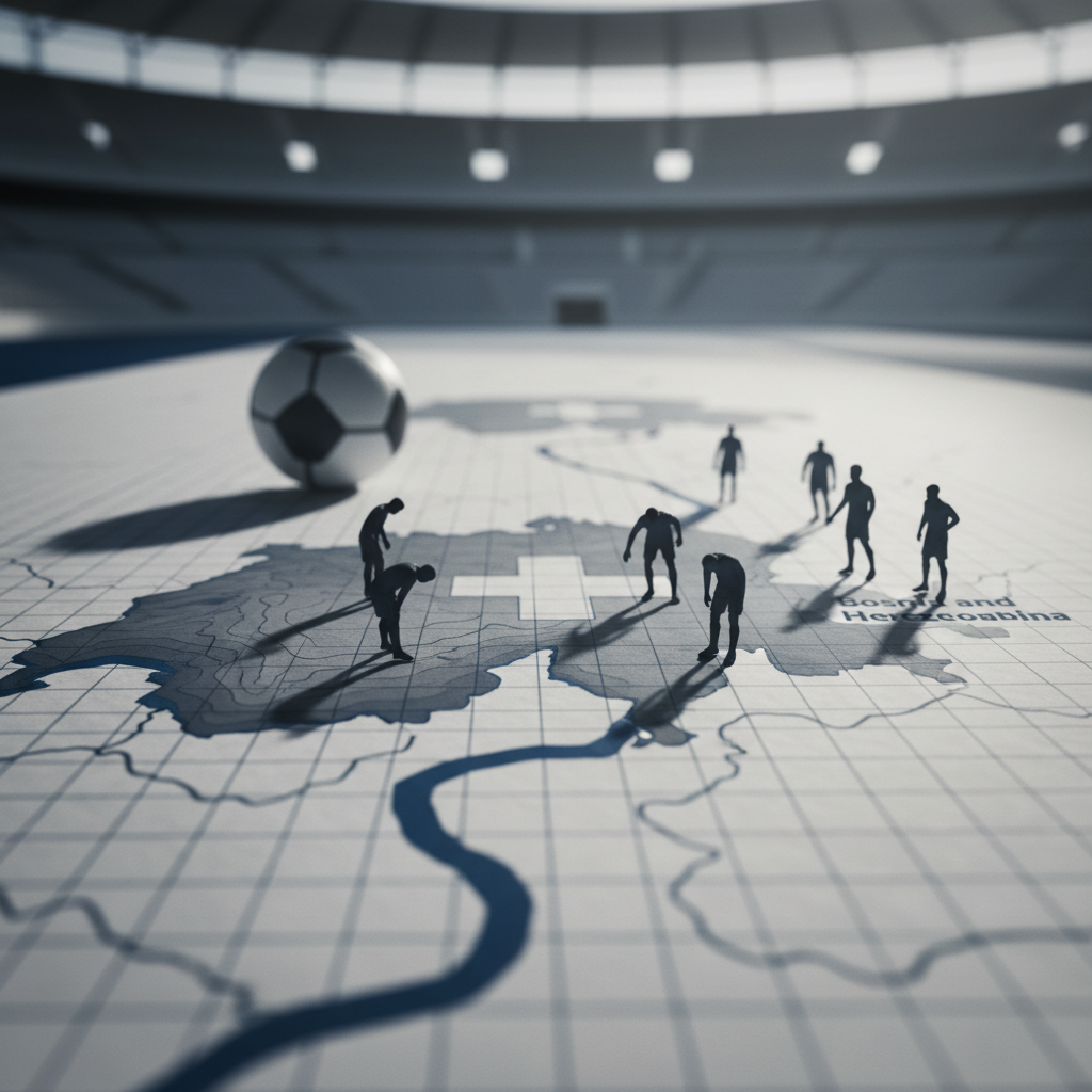 Schweiz möter Bosnien och Hercegovina i fotbolls-VM 2026 – redaktionell illustration