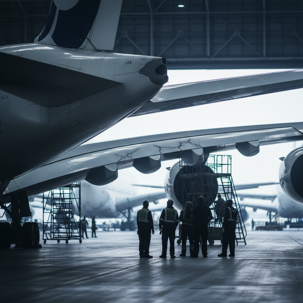 Sprickor upptäckta i vingar på Airbus A380 – inspektioner inleds – redaktionell illustration
