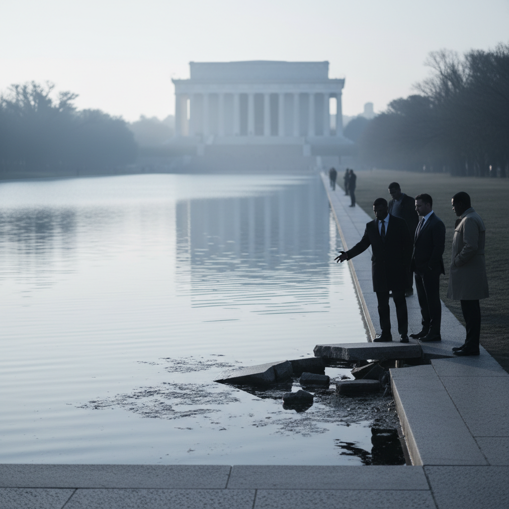 Tidigare olympier åtalad för skadegörelse vid Lincoln Memorial Reflecting Pool – redaktionell illustration