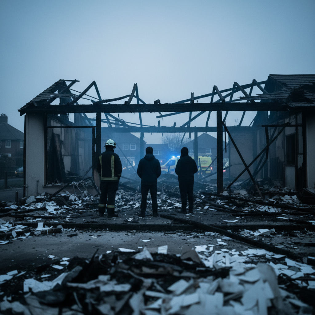 Tre döda efter brand i London-byggnad – redaktionell illustration
