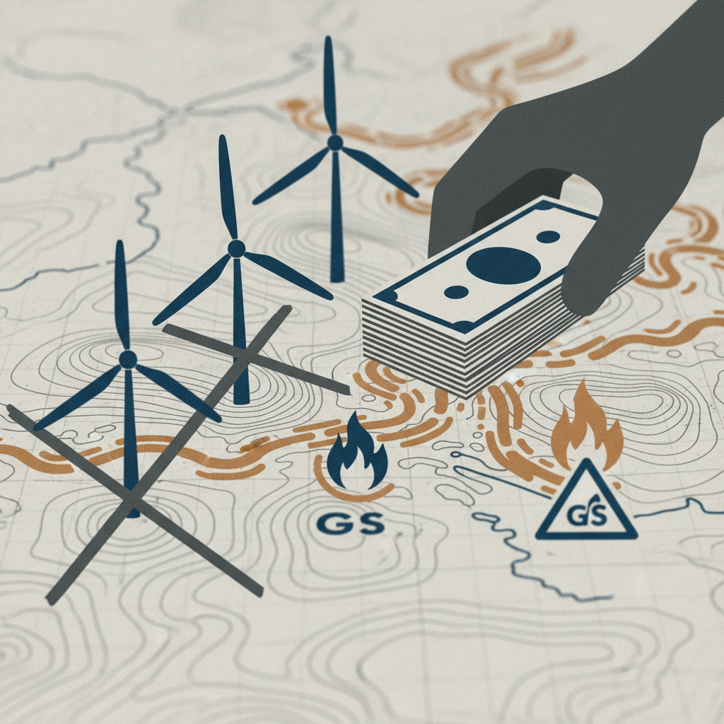 Trump-administrationen skrotar havsbaserad vindkraft för gas och geotermi – redaktionell illustration