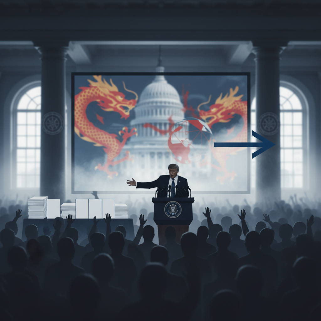 Trump anklagar Kina för valpåverkan inför mellanårsvalet – redaktionell illustration