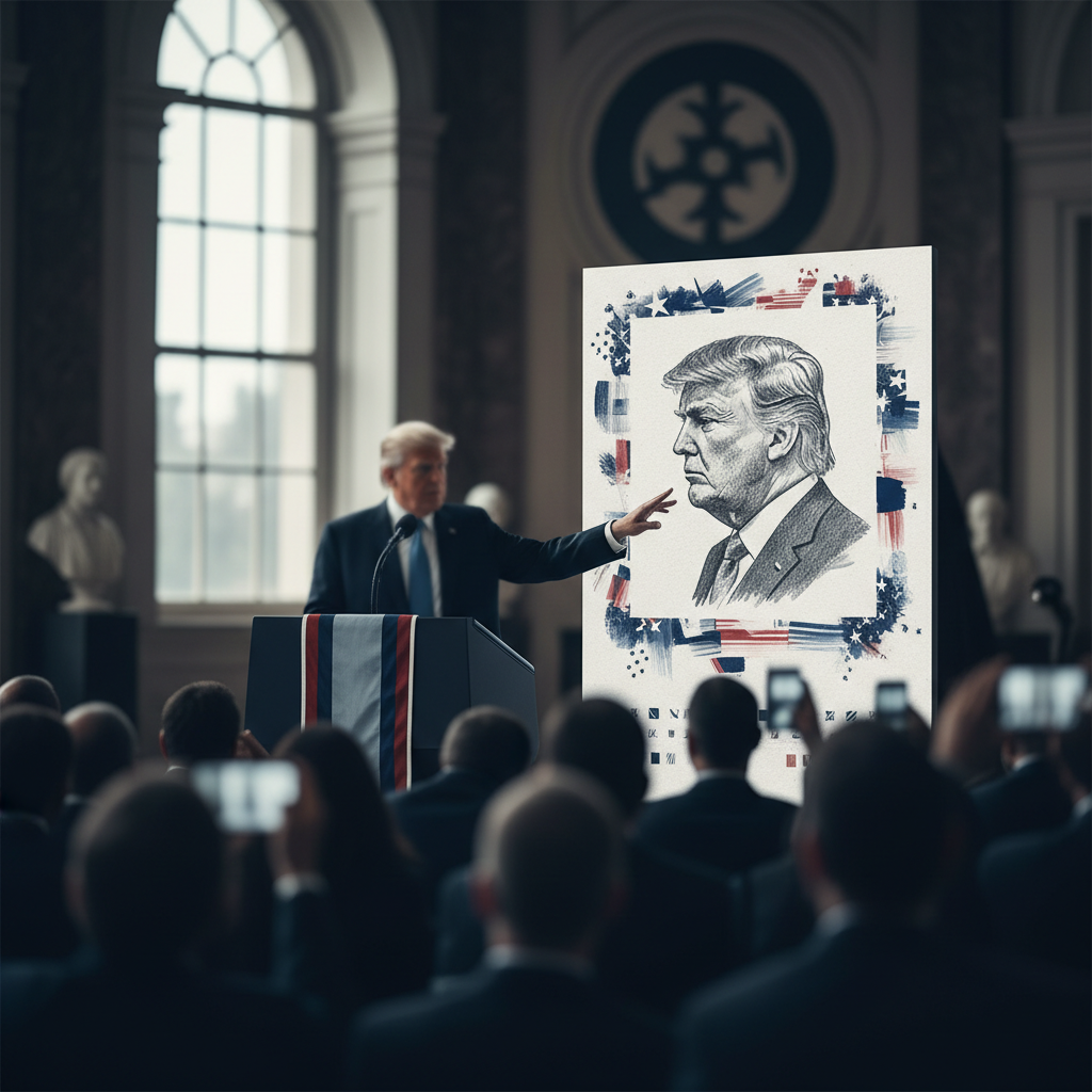 Trump presenterar "Patriot Passport" med egen bild – redaktionell illustration