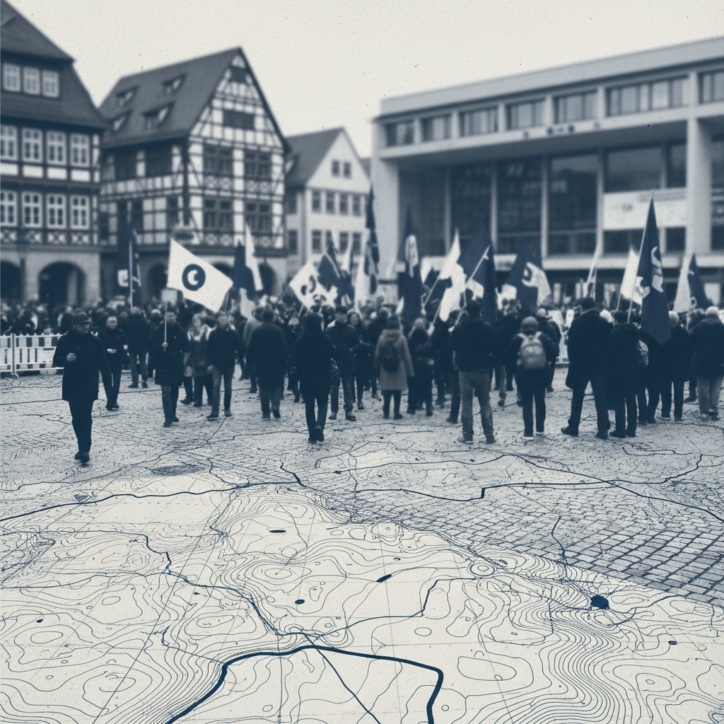 Tusentals demonstrerar mot AfD:s partikongress i Erfurt – redaktionell illustration