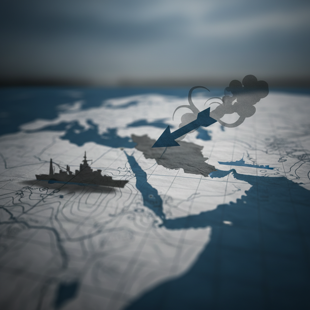 USA genomför nya anfall mot Iran efter sjöfartskonflikt – redaktionell illustration